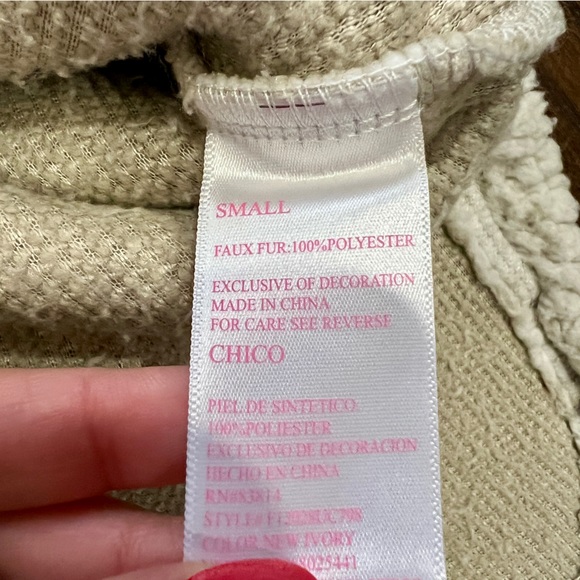 Cozy Sherpa Beige Fleece 1/4 Zip Pullover Sweater Size Small - Picture 5 of 5